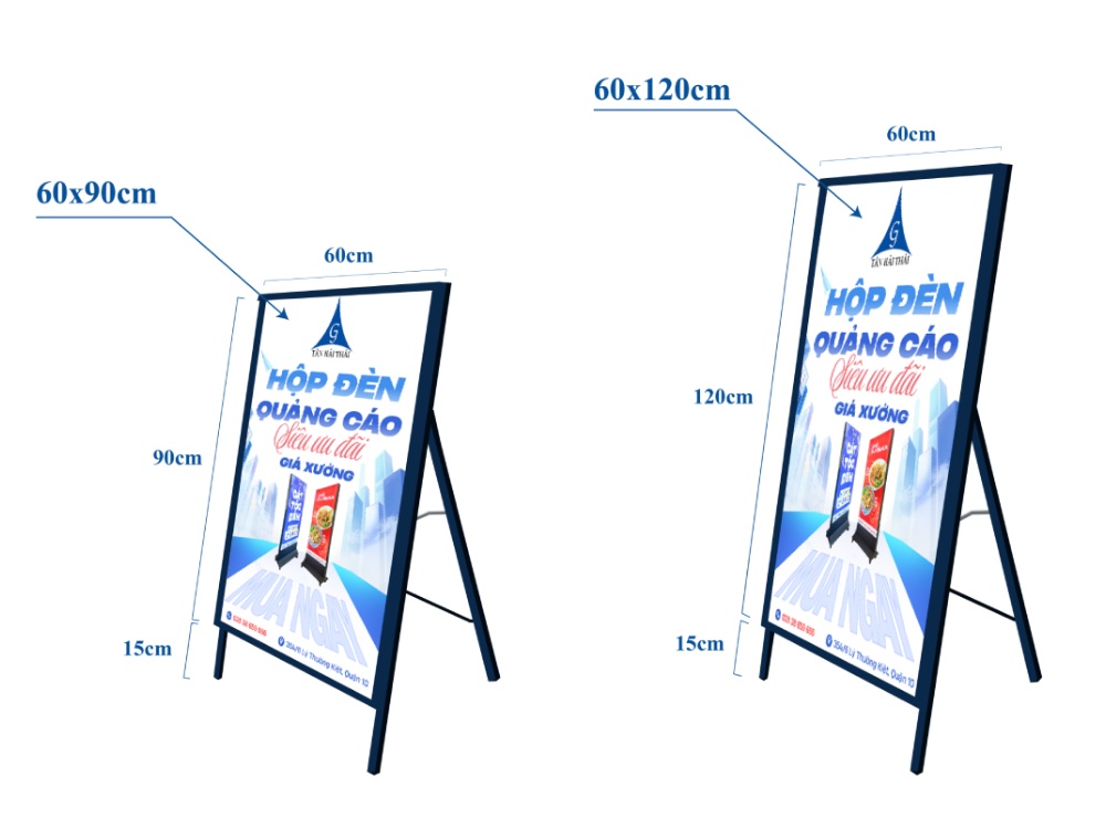 hộp đèn tranh điện siêu mỏng chân đứng chữ A 60x90cm là gì?